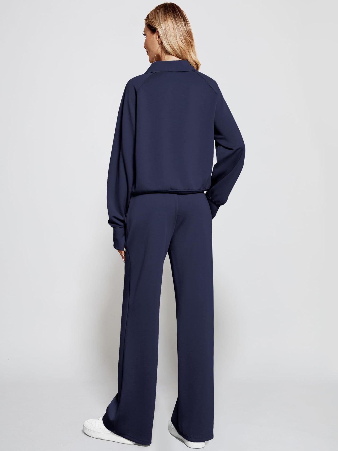 OVERWORETY Women's Sweatsuits 2 Piece Outfits Lounge Sets, Casual Sweat Sets for Fall and Winter, Half Zip Pullover and Baggy Sweatpants with Pockets
