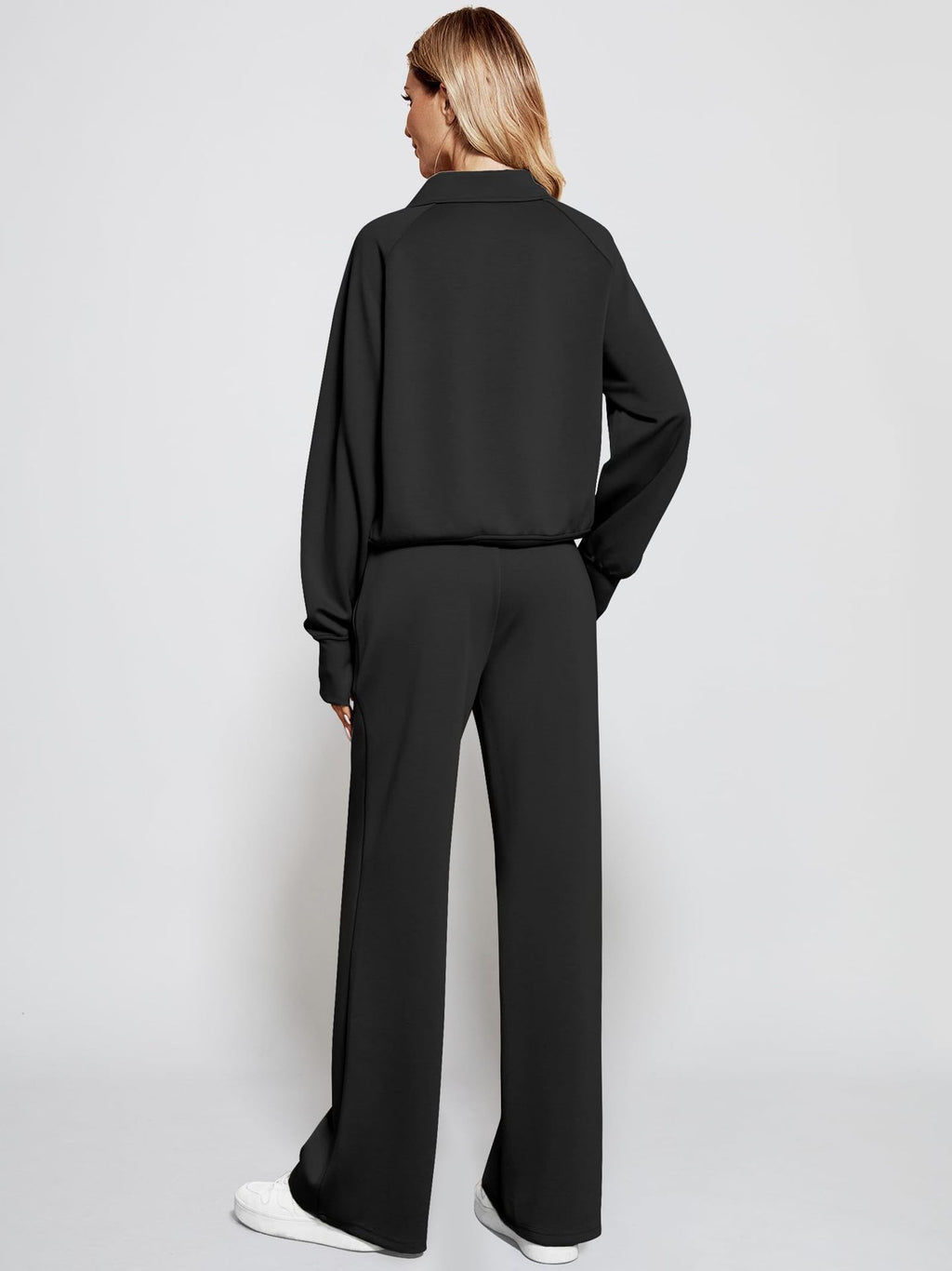 OVERWORETY Women's Sweatsuits 2 Piece Outfits Lounge Sets, Casual Sweat Sets for Fall and Winter, Half Zip Pullover and Baggy Sweatpants with Pockets
