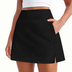 OVERWORETY Athletic Skorts for Woman Knee Length Tennis Skirts Casual High Waisted Skorts with Shorts Pockets