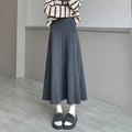 OVERWORETY Elastic Waistband Fall Sweater Skirts Knit High Waist Comfy Long Skirt