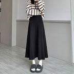 OVERWORETY Elastic Waistband Fall Sweater Skirts Knit High Waist Comfy Long Skirt