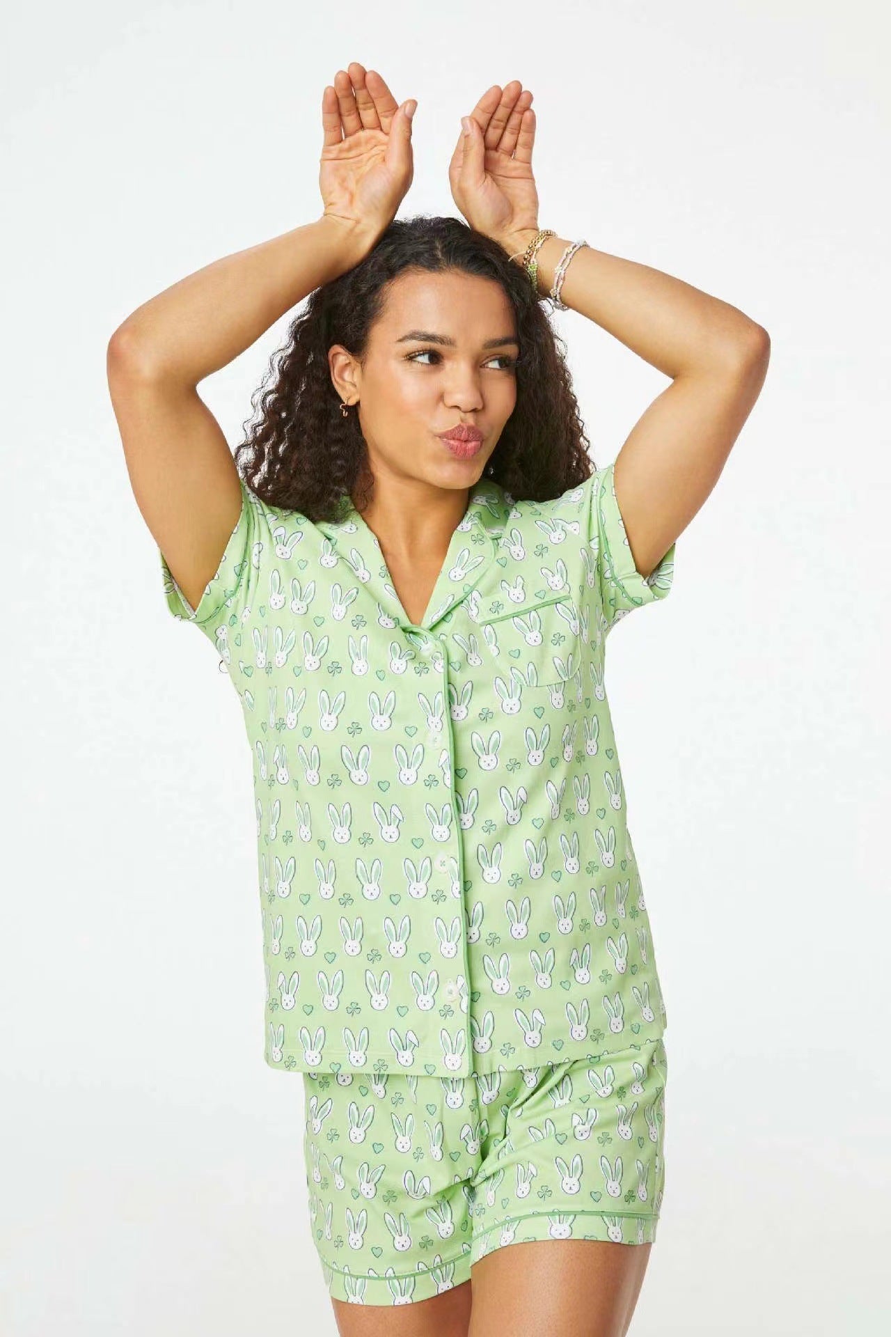 OVERWORETY Pajamas for Women Set Knit Pjs 2 Piece Lounge Set